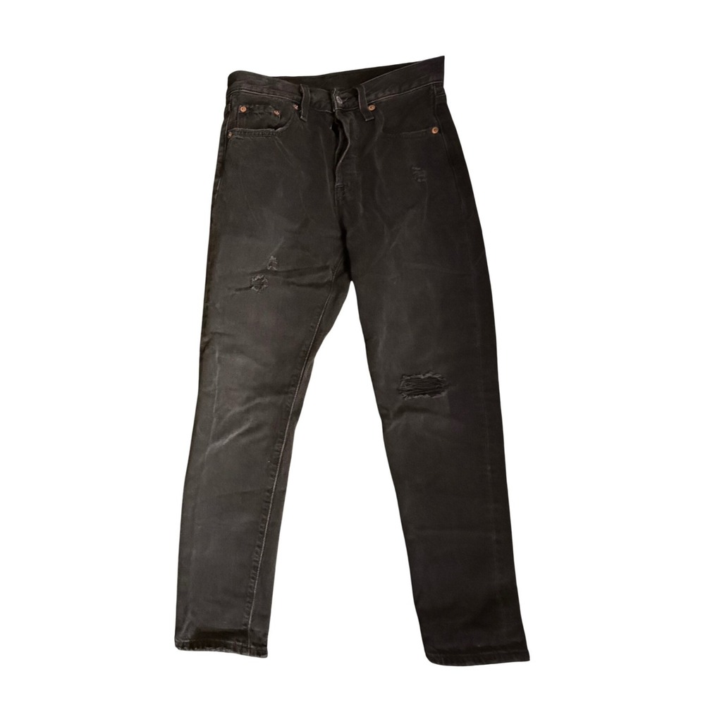 Levi's Premium 501 Skinny Womens 25 Black Red Tab Big E Distressed Jeans